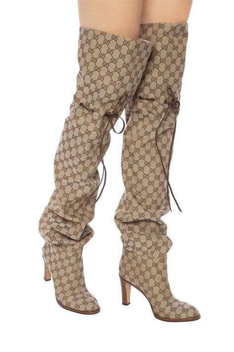 gucci ankle shoes|Gucci print thigh high boots.